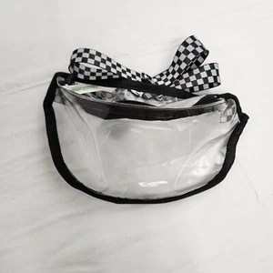 Fanny Pack Clear Plastic Event Stadium Bag Checked Black White Strap Adjustable - Picture 1 of 4