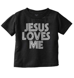 Retro Christian Religious Jesus Loves Me Toddler Boy Girl Youth T Shirt Tee - Picture 1 of 12