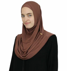 Islámico Fácil Instantáneo Musulmán Hijab Firdevs Práctico Amira Bufanda y Gorro Moca - Imagen 1 de 4