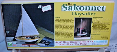 MIDWEST PRODUCTS THE SAKONNET SAIL BOAT WOOD MODEL KIT BOXED 983 1:24 NEW - Image 1 of 3