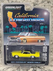 Chevy Monte Carlo 1971 Greenlight California Lowriders 3 amarillo girasol 1/64 - Imagen 1 de 1