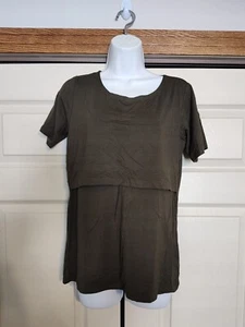 Smallshow Women's Nursing Top Short Sleeve Breastfeeding Comfy T-Shirt Black S - Picture 1 of 4