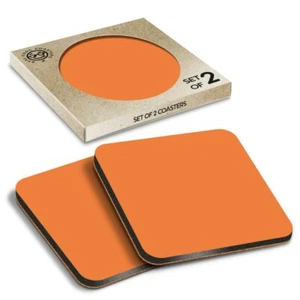 2 x Boxed Square Coasters - Autumn Orange Colour Block #44185 - Picture 1 of 7