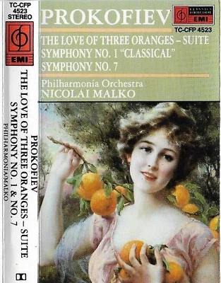 PROKOFIEV MALKO LOVE OF THREE ORANGES SUITE SYMPHONY 1  & 7 CASSETTE ALBUM EMI - Image 1 of 4