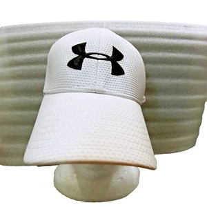 Under Armour Logo White Blitzing Flex Fit Hat Cap Size Large/X-Large - Picture 1 of 5