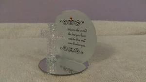 Croce in vetro filato su specchio con Dai al mondo il meglio che hai OH995 - Foto 1 di 4