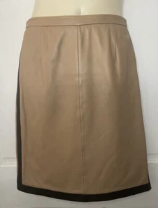 Saks Fifth Avenue Folio Collecion Woman’s Tan Black Leather Skirt Size 4 - Picture 1 of 12