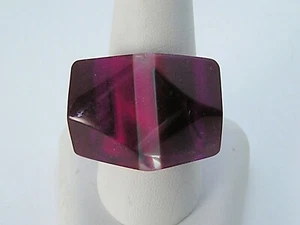 Mid-Century Modern Retro 1960's Bold Chunky Multi-Color Slices Lucite Ring 8.25 - Picture 1 of 12