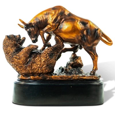 Bull and Bear Statue, Wall Street Bull Statue, Stock Market Gifts for Men, Gifts - Image 1 of 4