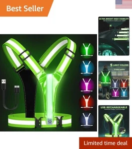 Adjustable LED Reflective Vest - 5 Light Colors - High Visibility Running Gear - Picture 1 of 9