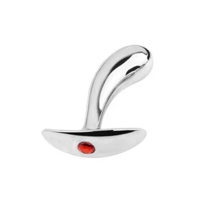 Bent Anal Butt Plug with Handle Metal Stainless Steel Silver Sex Toy Small Jewel - Picture 1 of 8