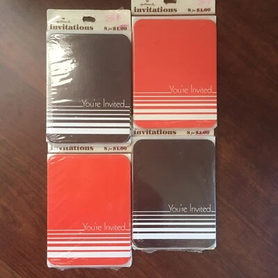 Nuevo Stock Antiguo Vintage Rojo/Marrón Invitaciones para Todas las Ocasiones, Retro, 4 Paquetes de 8 Foto 1 de 4