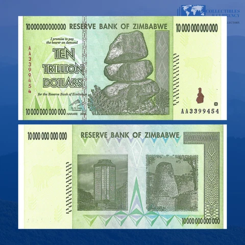 ZIMBABWE 10 TRILLION DOLLAR 2008 AA, P-88, UNC Condition (20 50 100 Trillion) Cover