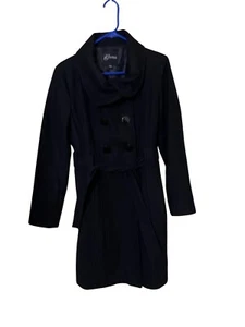 Abrigo Guess Mujer Negro Mezcla Lana Doble Pecho Cinturón Talla M Chaquetón - Imagen 1 de 9