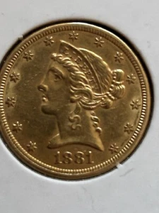 1881 5 Dollar Liberty Head Gold Half Eagle - vz - Bild 1 von 2