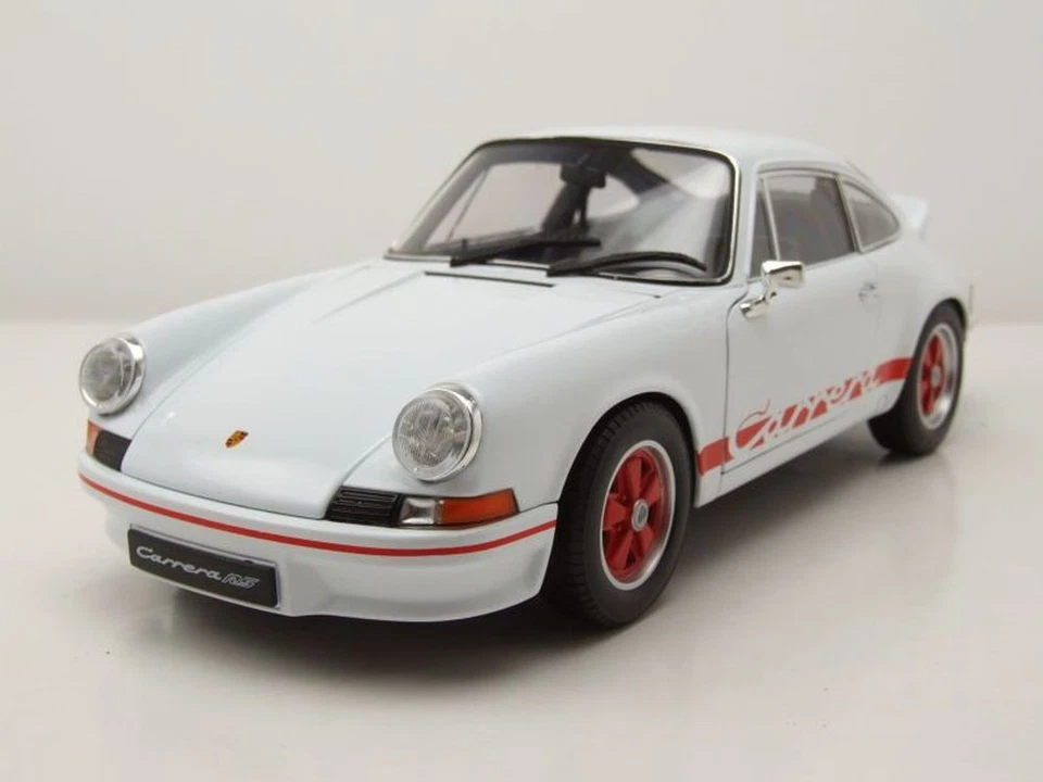 Porsche 911 Carrera Rs 1973 Bianco Rosso Modellino Auto 1 18 Welly