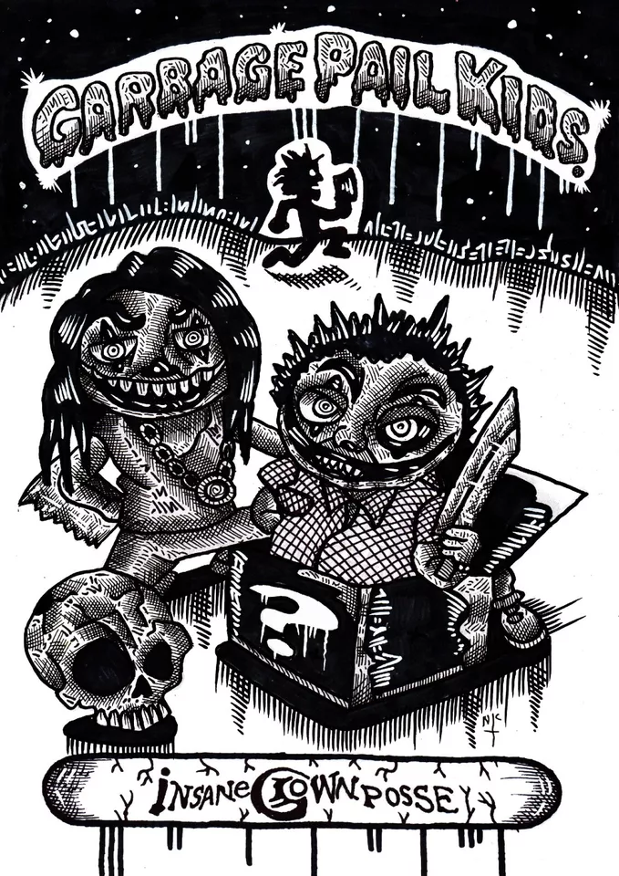 garbage pail kids art 8 x 12 inch inks on fine art paper, insane clown posse - Image 1 of 1
