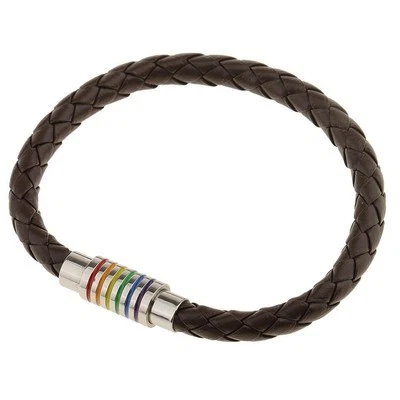 PU-Leder Regenbogen Edelstahl Magnetschnalle Armband Gay Pride Armband - Bild 1 von 4