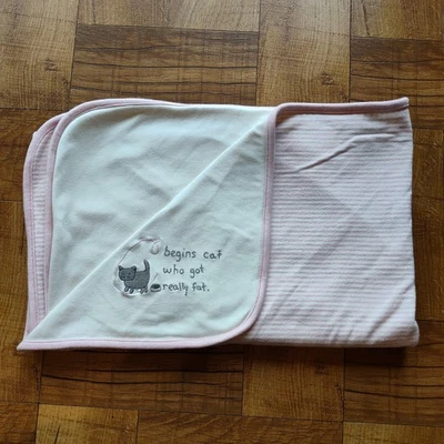Manta de bebé vintage Gymboree C is for Cat Alphabet Soup blanca rosa 36”x28” 2003 Foto 1 de 4
