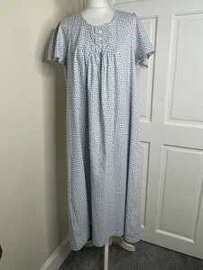David Nieper Blue Cotton Night Dress Size M Short Sleeve Ditzy Floral - Picture 1 of 8