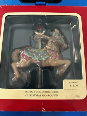 Редкая Рождественская Карусельная Лошадь 1991 Carlton Орнамент Коллекция Реликвий - Изображение 1 из 4