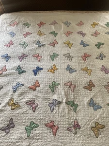 Antique/Vintage Appliqué Butterfly Hand Stitched Quilt 76x76” - Picture 1 of 11