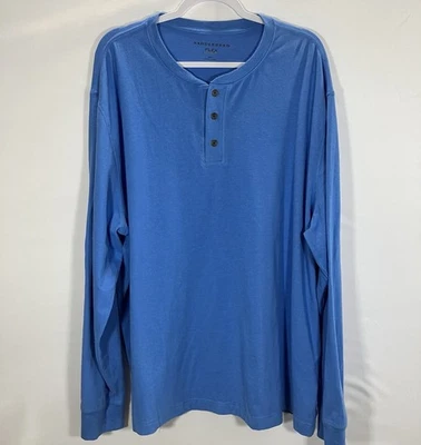 Camisa Henley Masculina Saddlebred Manga Longa Azul Alta Carbono Flex 3 Botões Falha - Imagem 1 de 4