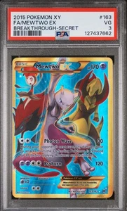 2015 POKEMON XY BREAKTHROUGH MEWTWO EX #163 SECRET RARE PSA 3 - Picture 1 of 2