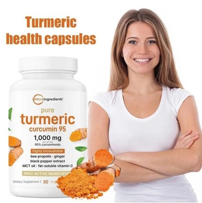 Pure Turmeric Curcumin Capsules 95% Curcuminoids with Black Pepper & MCT Oil