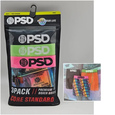 Pacote com 3 cuecas boxer PSD micro masculinas P M L XL núcleo padrão preto arco-íris - Imagem 1 de 4