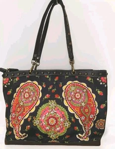 De Colección Isabella Fiore Negro/Rojo Cachemira con Lentejuelas Cuentas Tachuelas Cartera Bolso de Mano con Cubierta - Imagen 1 de 16