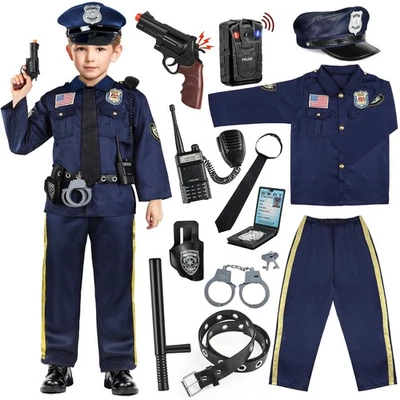 Kids Police Officer Costume with Accessories - Halloween Role Play Outfit - Image 1 of 4