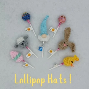 🍭KNITTING PATTERN🐣Easter DK Lollipop Hat Toppers Egg Hunt Bunny EASY Charity - Picture 1 of 11