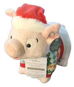 Hallmark Plush Pig Christmas And Pig Sounds Pink Red With Motion Fun NWT - Picture 1 of 7