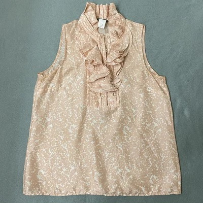 Blusa top para mujer J.CREW talla 4 cuello con volantes 100 % seda estampado  Foto 1 de 4