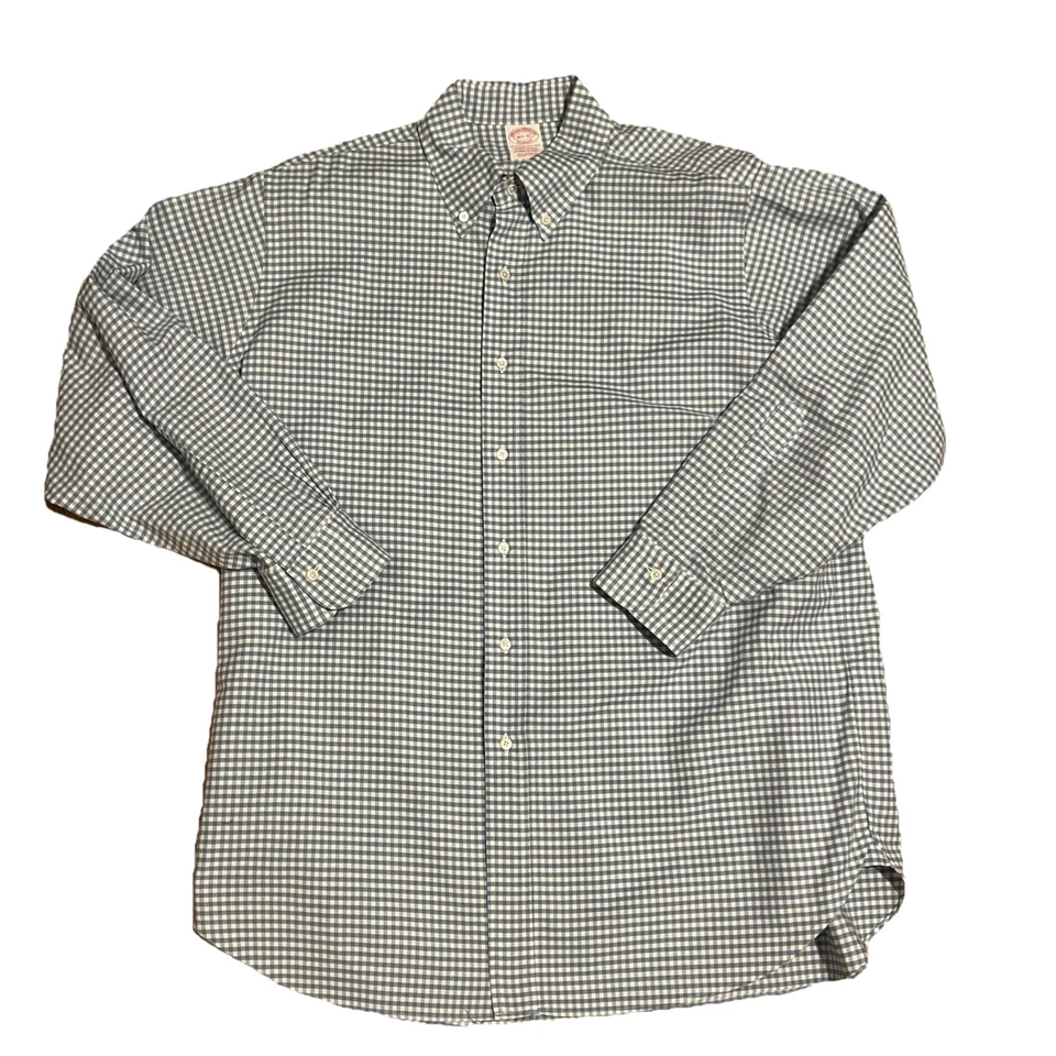 Camisa de vestir Brooks Brothers Makers para hombre talla 16,5-32 azul blanco a rayas Foto 1 de 2