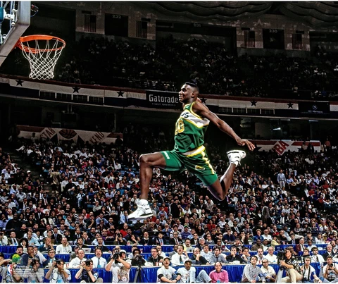 Shawn Kemp Seattle Supersonics Unsigned 1991 Slam Dunk Contest Photograph Cover