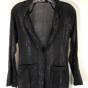 VTG 80s Romance Small Top Rainbow Semi Sheer Black India Pride LGBT - Picture 1 of 9