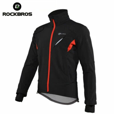 ROCKBRS Men's Jacket Thermal Fleece Bike Sportswear Reflective Cycling Coats - Image 1 of 4