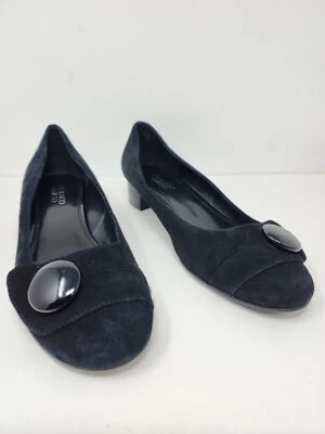 Franco Sarto Mujer 10 Zapatos de salón Negro Gamuza Cuero Tacones Botón Zapatos cómodos  Foto 1 de 4