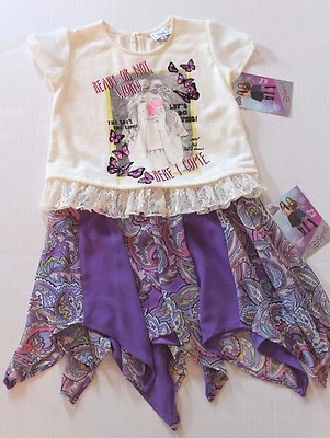 Falda Floral y Top de Encaje Firmado en D Niña Conoce al Mundo 2 Piezas Conjunto Niña Talla 6 NUEVO Foto 1 de 3