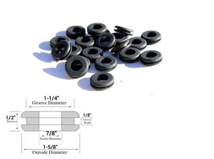 20-Pack of Rubber Grommet Bushings, 7/8" ID, 1/8" Groove, Fits 1-1/4" Hole - Picture 1 of 2