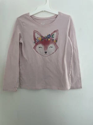 Camiseta Jumping Beans Más Suave Niños Niñas Linda Floral Zorro Manga Larga Camisa Rosa Talla 6 Foto 1 de 4