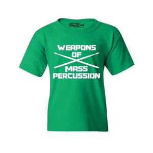 Weapons Of Mass Percussion Youth's T-Shirt Funny Drummer Musician Shirts - Picture 1 of 10