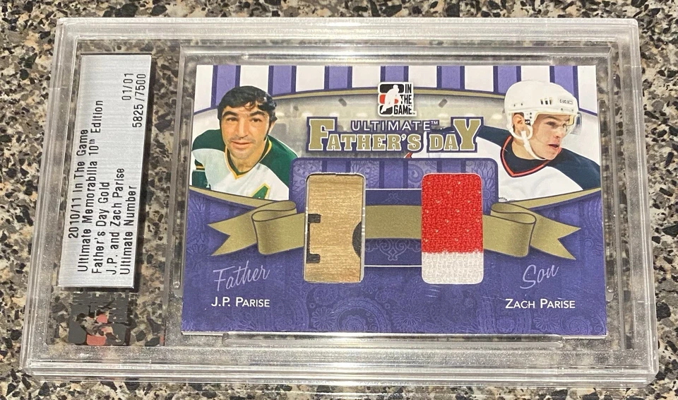 2010-11 In The Game Ultimate Father’s Day Gold 1 Of 1 J.P. And Zach Parise Stick - Image 1 of 2