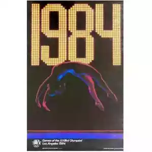 Rare Vintage 1984 Los Angeles LA Olympics Gymnastics Lights Poster Excellent NOS - Picture 1 of 5