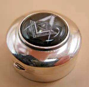 Englische gepunzte Sterling Silber & Emaille Freimaurer / Freimaurer Box Schnupftabak Pille - Bild 1 von 7