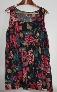 Damen Shein ärmellose Bluse Übergröße 32 34 schwarz geblümt Gummibund - Bild 1 von 4