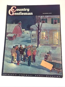 1945 WW2 Christmas Country Gentleman Print Ad Soldier Comes Home and Caroling - Picture 1 of 7