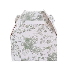 25 Sage Green Tote Favor Boxes Floral Printed Gift Holders Party Decorations
